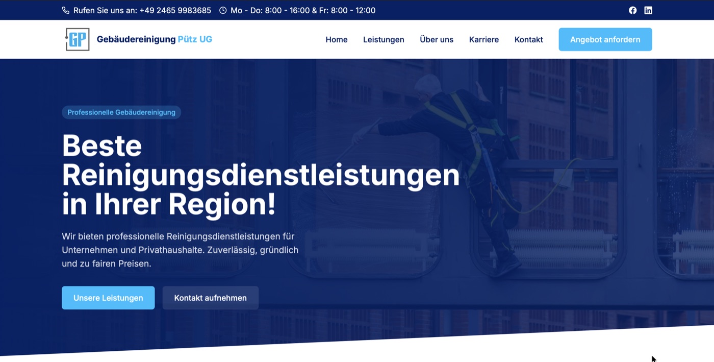 Screenshot Gebäudereinigung Pütz UG